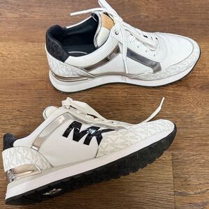 Michael Kors White and Silver Sneakers